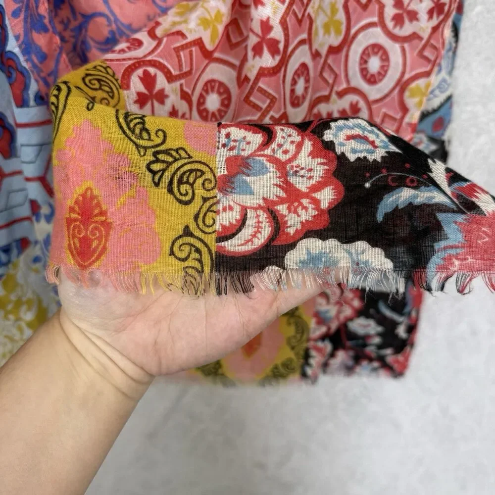 Soft Surroundings Kimono Wrap OS Mix Print Boho Hippie Lightweight Swim Cover Up